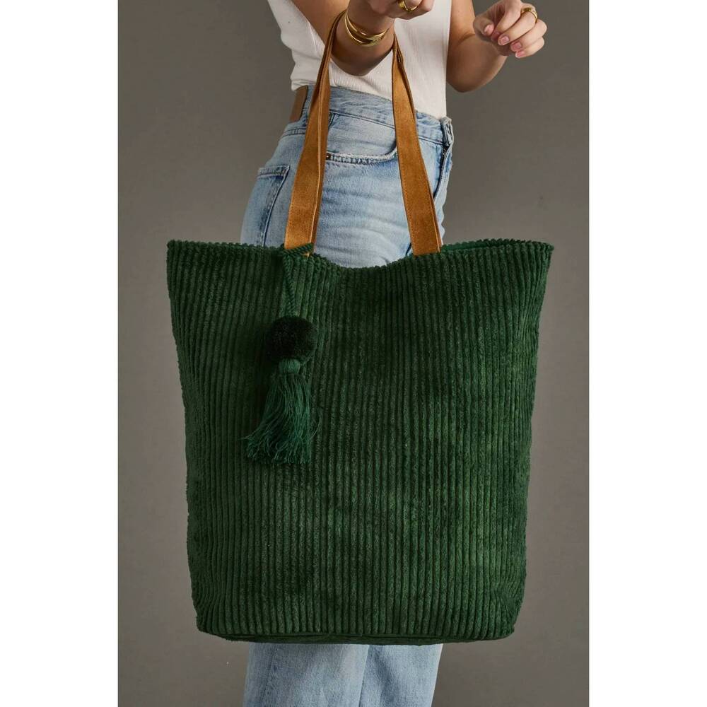 NEW PANACHE women's corduroy tote bag in dark green